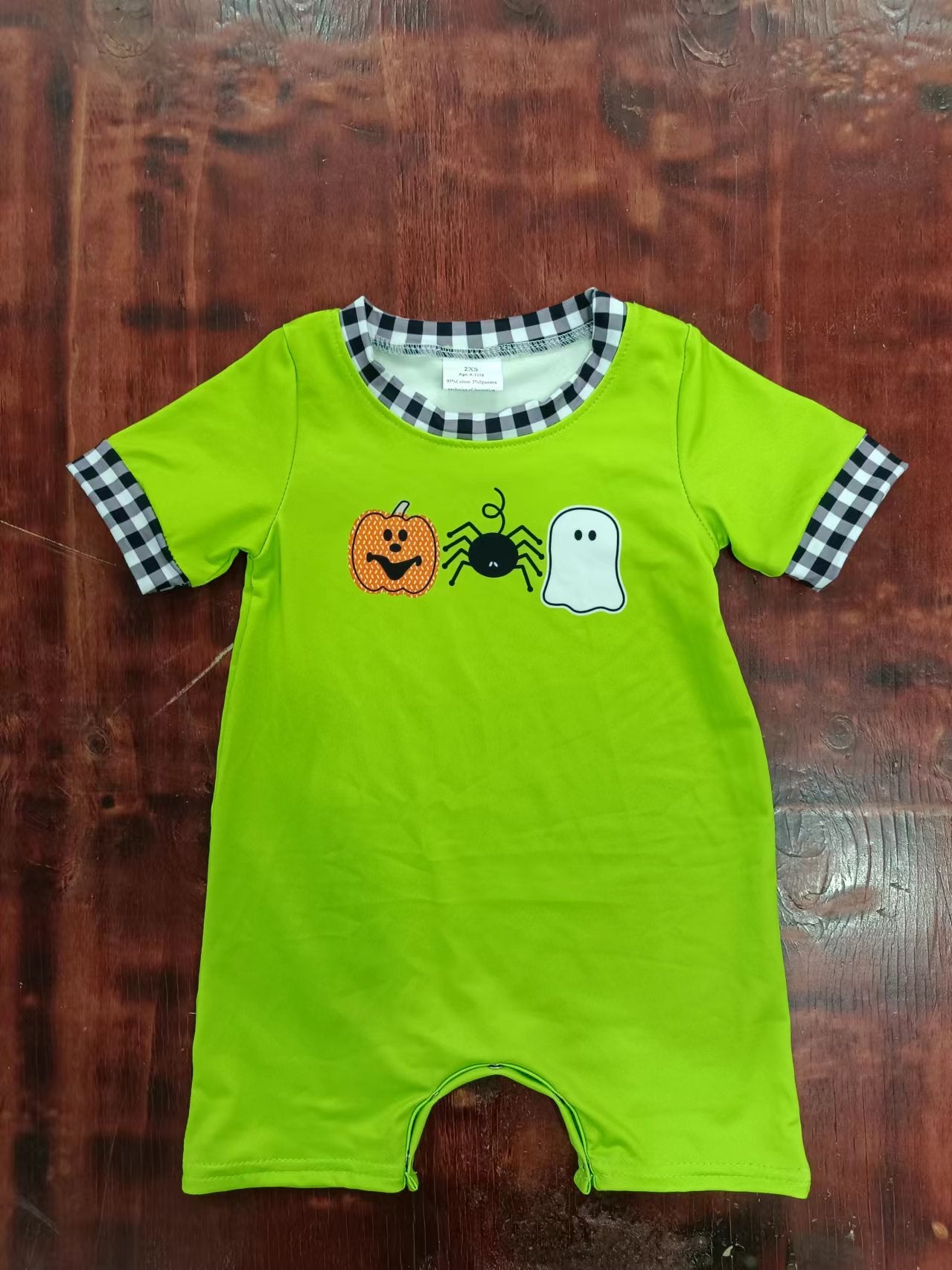 (Custom Design Preorder MOQ 5) Pumpkin Spider Ghost Print Baby Boys Halloween Romper