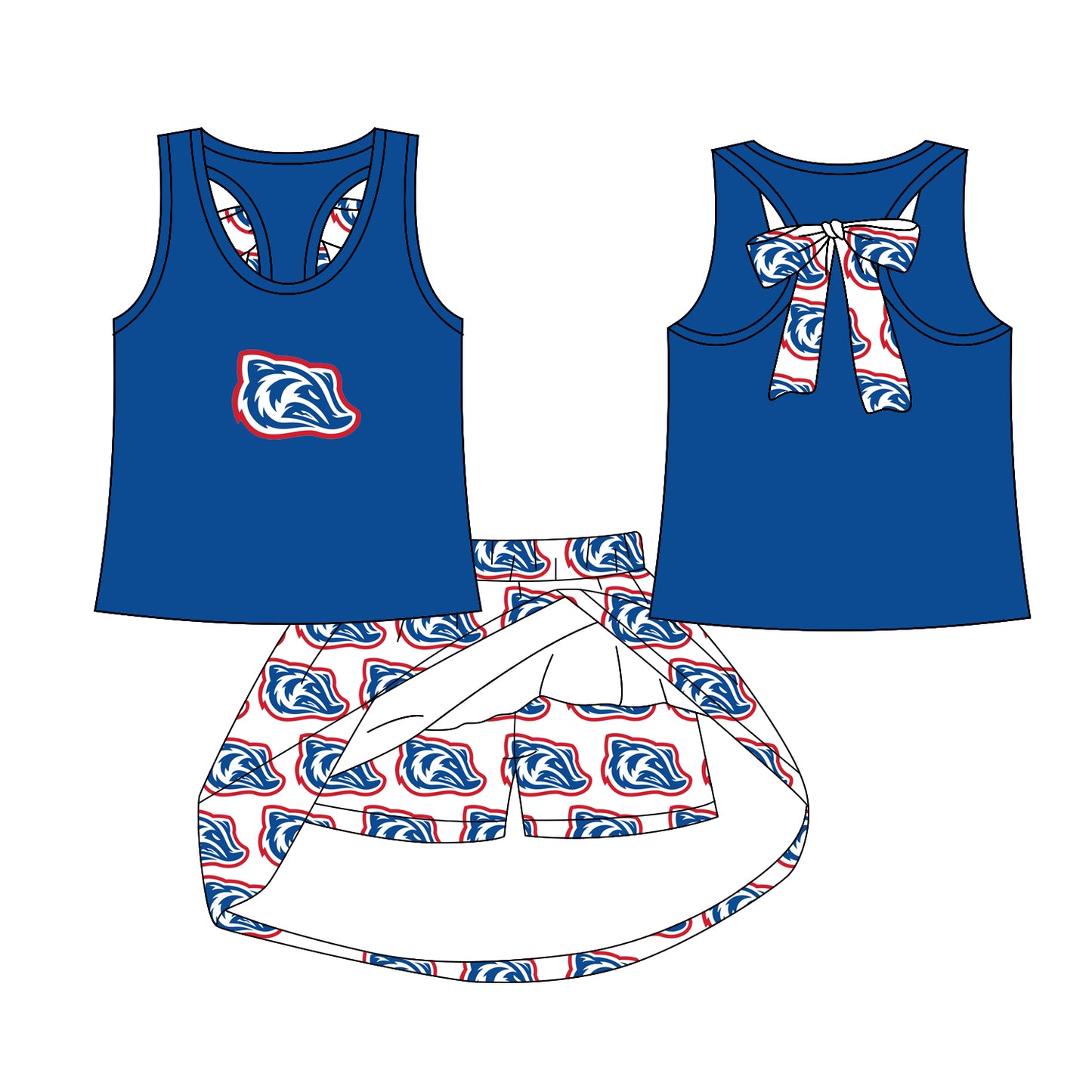 (Custom Design Preorder MOQ 5) Team's Arkadelphia Top Skirts Shorts Girls Summer Clothes Sets