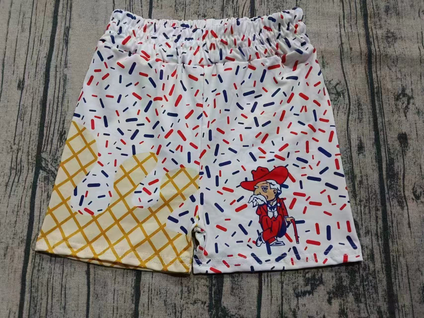 (Custom Design Preorder MOQ 5 Each Item) Team's Ole Miss Sprinkles Print Summer Bottom Shorts Mom and Me Matching Clothes
