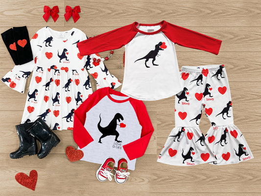 6 A16-12+6 A23-1+6 B12-7 Dinosaur Heart Print Kids Valentine's Day Clothes