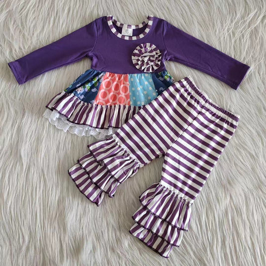 (Promotion)6 A22-27 Girl's Purple Flowers Outfits