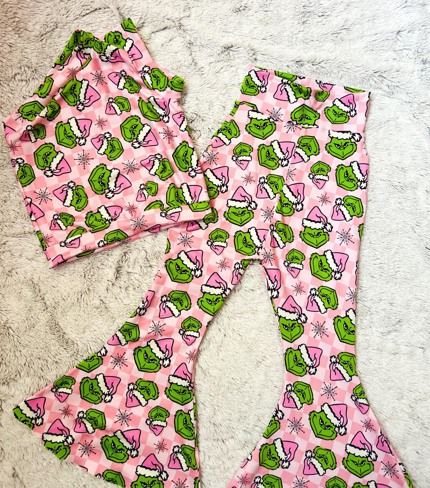 (Custom Design Preorder MOQ 5) Green Frog One Shoulder Top Bell Pants Girls Christmas Clothes Set