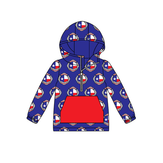 (Custom Design Preorder MOQ 5) Stars Print Kids Fall Zipper Hoodie Top