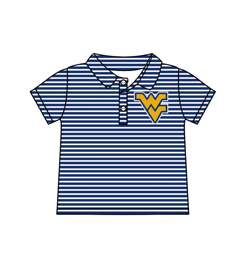(Custom Design Preorder MOQ 5)  Team's West Virginia Stripes Print Boys Summer Polo Tee Shirts Top