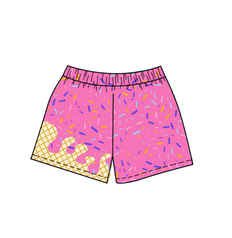 (Custom Design Preorder MOQ 5) Team's Pink Sprinkles Print Girls Summer Bottom Shorts