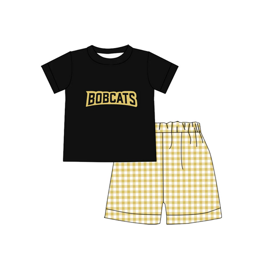 (Split Order Preorder) Deadline Feb.6 Team's BOBCATS Top Plaid Shorts Boys Summer Clothes Set