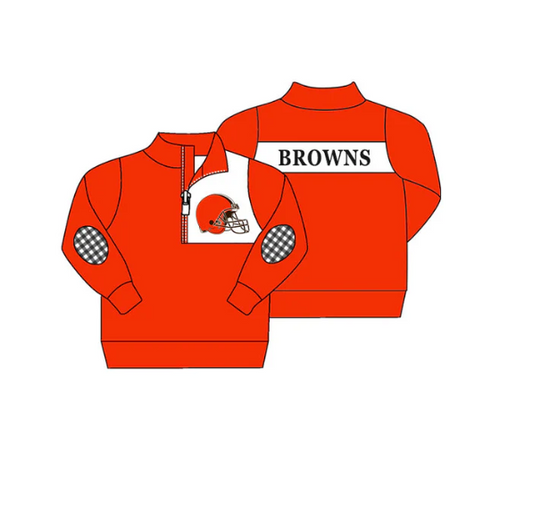 (Custom Design Preorder MOQ 5) Team's BROWNS Print Boys Zipper Tee Shirts Top