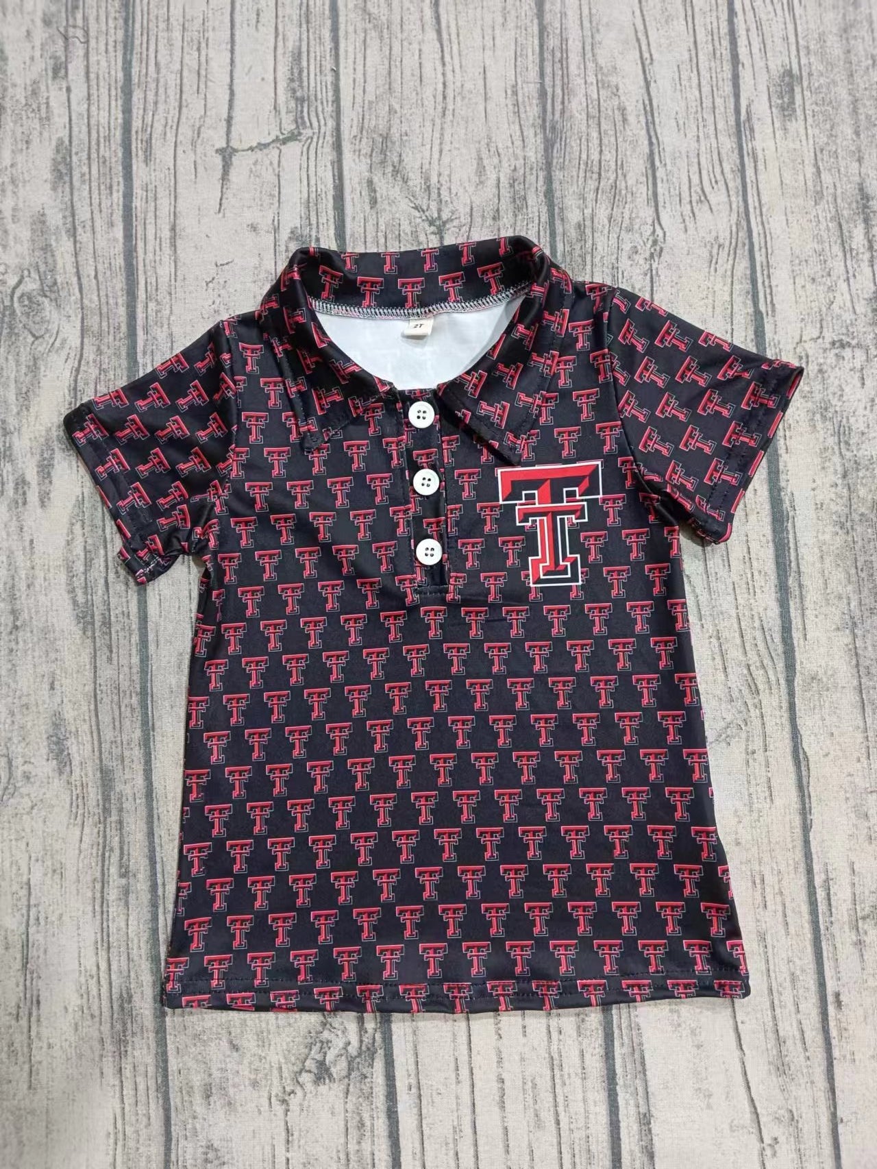 (Custom Design Preorder MOQ 3 ) Team's Texas Tech Print Boys Polo Tee Shirts Top