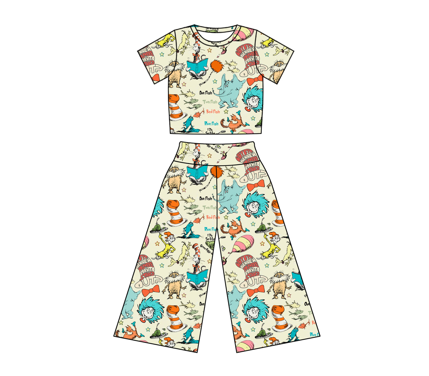 11.30(Custom Design Preorder MOQ 5) Dr.Reading Print Girls Clothes Set