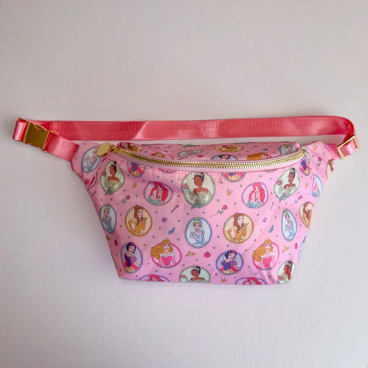 (Custom Design Preorder MOQ 5)  Cartoon Princess Pink Print Girls Fanny Pack Bag