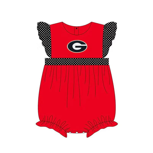 (Custom Design Preorder MOQ 5) Team's Georgia Print Baby Girls Summer Romper