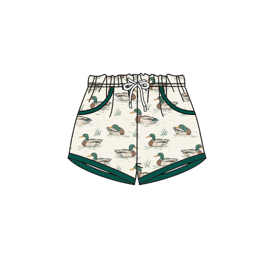 (Custom Design Preorder MOQ 5 ) Duck Print Pockets Kids Summer Bottom Shorts