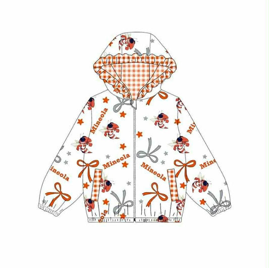 (Custom Design Preorder MOQ 5) Team's Mineola Bows Print Pockets Girls Long Sleeve Zipper Jackets Top