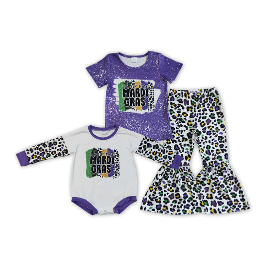 Happy Mardi Gras Leopard Print Sisters Matching Clothes