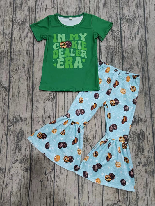 (Custom Design Preorder MOQ 3) In My ERA Green Top Cookie Bell Pants Girls Clothes Set