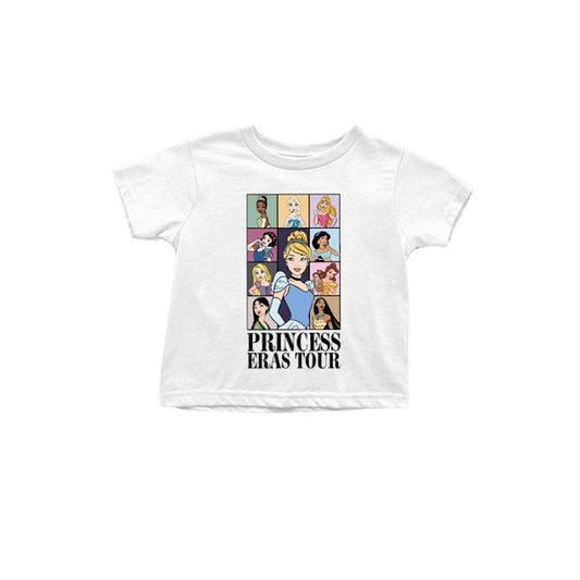 (Custom Design Preorder MOQ 5) White Princess Print Girls Summer Tee Shirts Top