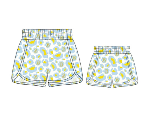 (Custom Design Preorder MOQ 5 Each Design) Team's Bath Wildcats Leopard Print Summer Bottom Sports Shorts Mom and Me Matching Clothes