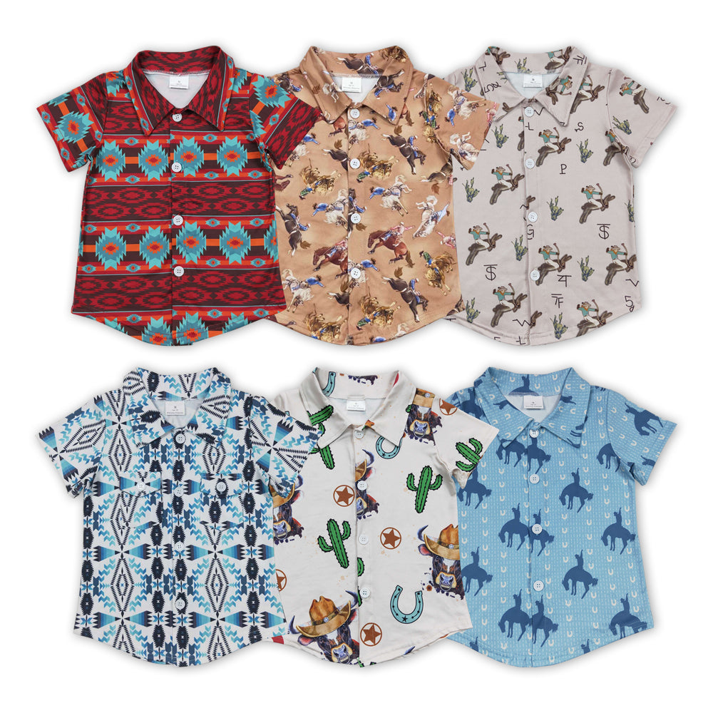 6 Print Western Design Boys Summer Tee Shirts Top