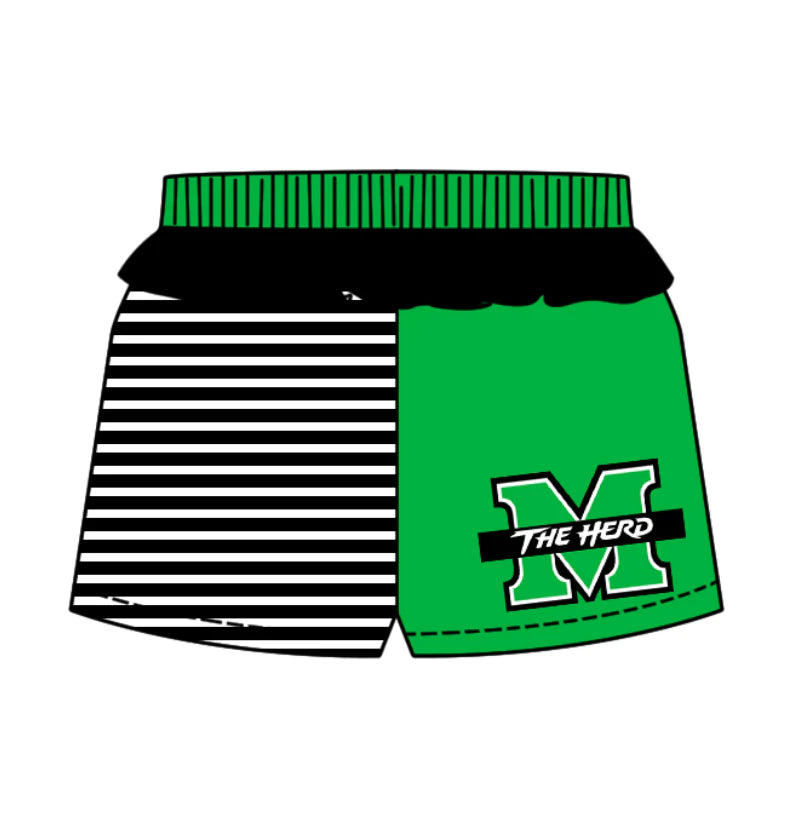 (Custom Design Preorder MOQ 5) Team's Marshall Thundering Herd Stripes Print Girls Summer Bottom Shorts