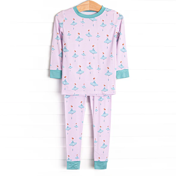(Custom Design Preorder MOQ 5) Dancing Pink Print Girls Pajamas Clothes Set