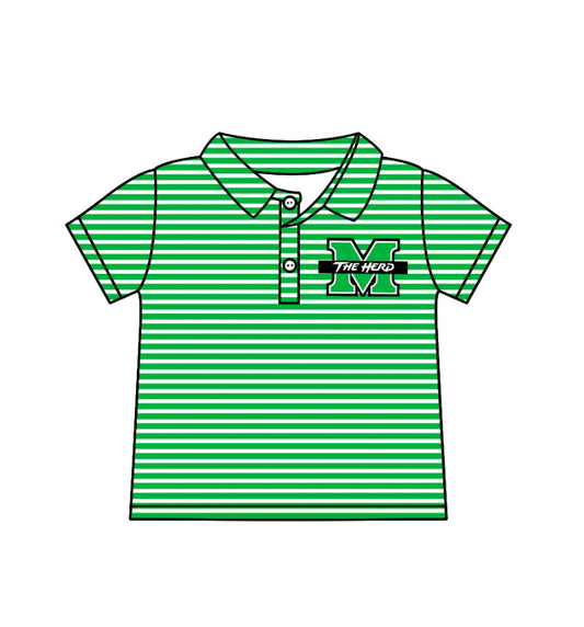 (Custom Design Preorder MOQ 5)  Team's Marshall Thundering Herd Stripes Print Boys Summer Polo Tee Shirts Top