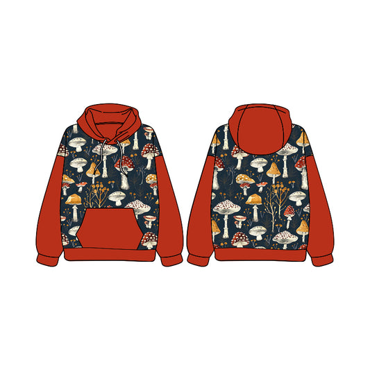 (Custom Design Preorder MOQ 5) Mushroom Print Boys Fall Hoodie Top