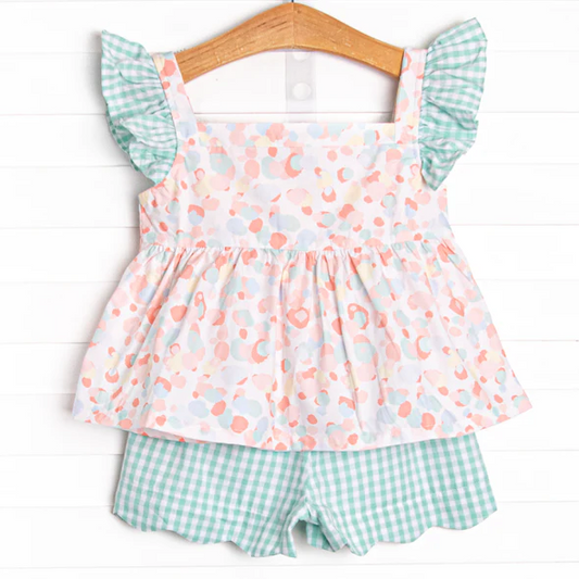 (Custom Design Preorder MOQ 5)  Pink Leopard Print Girls Summer Clothes Set