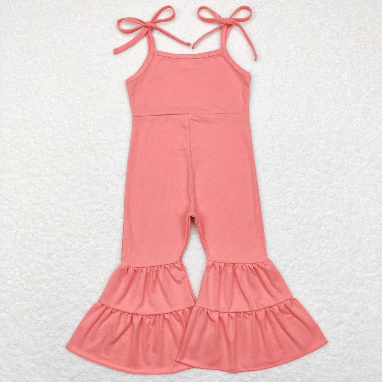 6 Solid Colors Summer Cotton Straps Girls Bell Bottom Jumpsuits