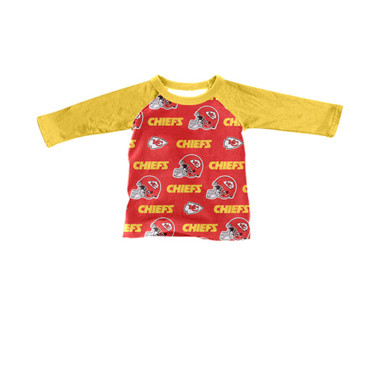 (Custom Design Preorder MOQ 5) Team's KC Red Yellow Print Boys Raglan sleeves Tee Shirts Top