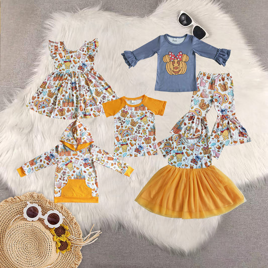 (Promotion)Cartoon Character Pumpkin Print Kids Fall Matching Clothes