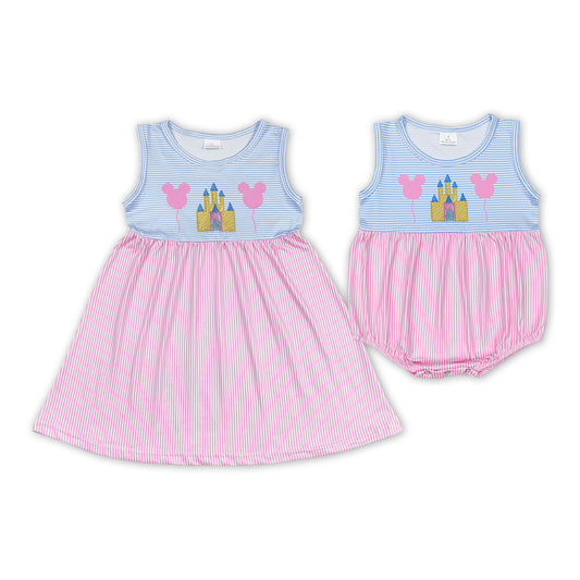 Cartoon Castle Print Sisters Summer Matching Clothes