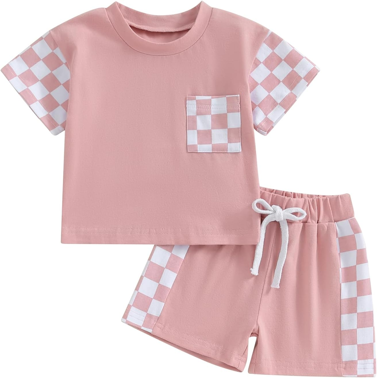 (Custom Design Preorder MOQ 5) Pink Pocket Top Shorts Girls Clothes Set
