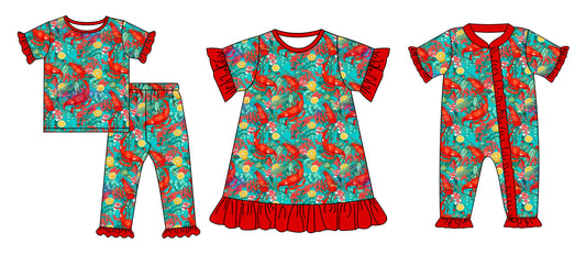 11.28(Custom Design Preorder MOQ 5 Each Design) Crayfish Flowers Print Girls Matching Clothes Sisters Wear