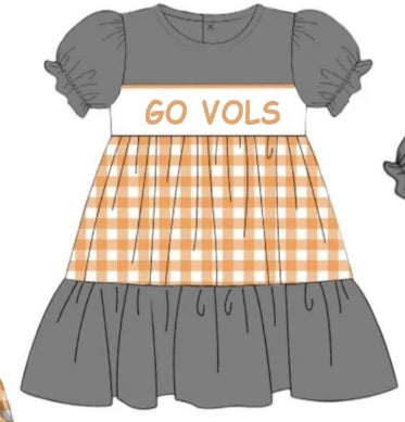 (Custom Design Preorder MOQ 5) Team's GO VOLS Print Girls Knee Length Summer Dress