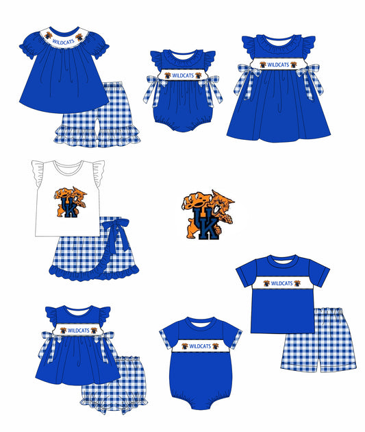 1.7(Custom Design Preorder MOQ 5 Each Design) Team's WILDCATS Print Kids Summer Matching Clothes Sibling Wear
