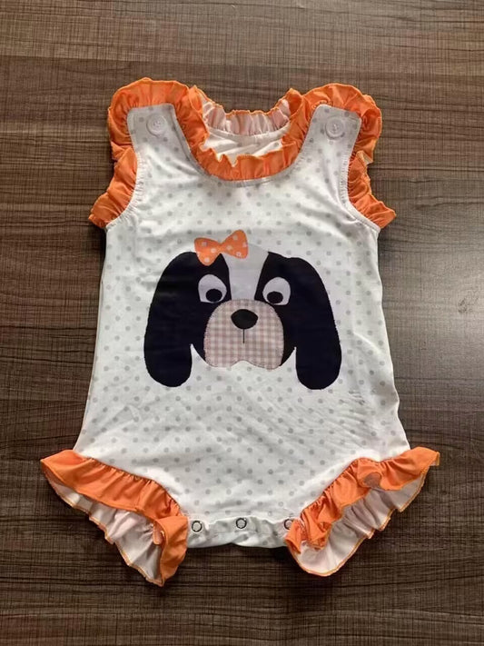 (Custom Design Preorder MOQ 5) Team's Tennessee VOLS Dog Print Baby Girls Summer Romper