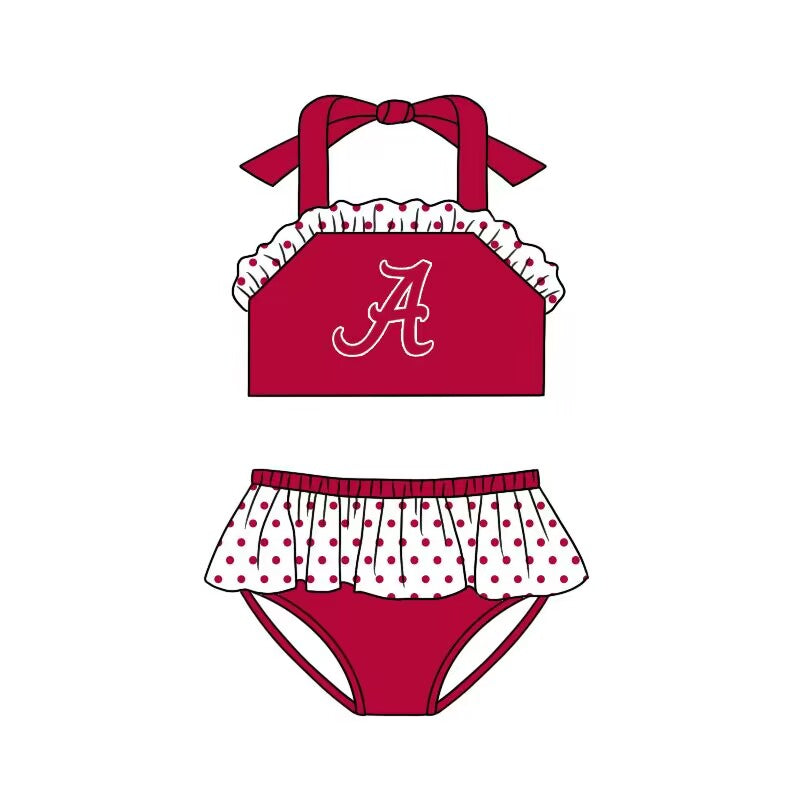 (Custom Design Preorder MOQ 5)  Team's ALABAMA Print Girls 2 Pieces Swimsuits