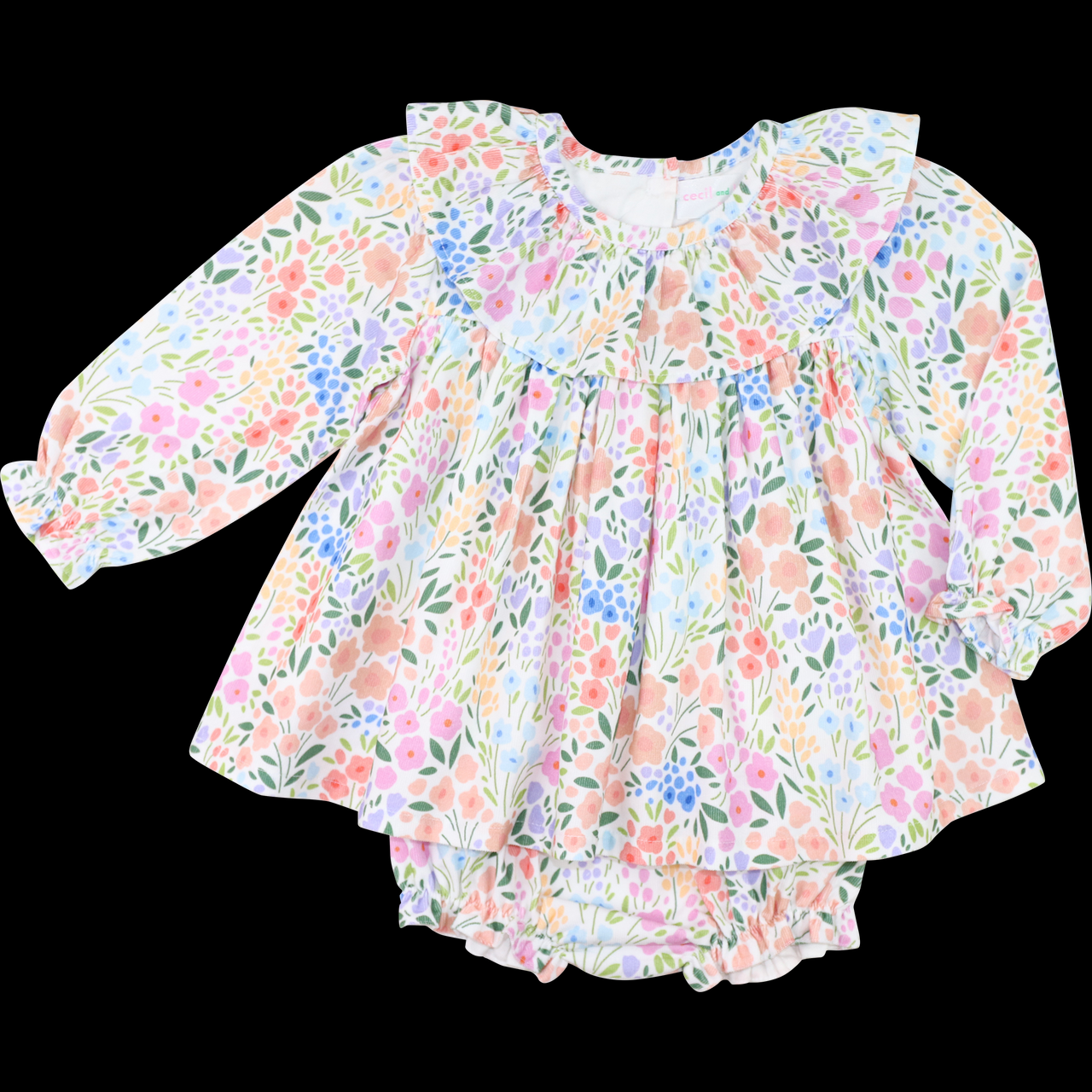 (Custom Design Preorder MOQ 5) Colorful Flowers Print Baby Girls Spring Bummie Set