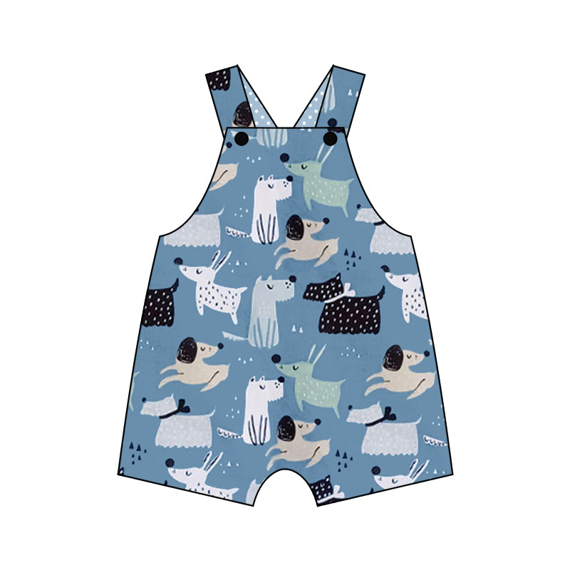 (Custom Design Preorder MOQ 5) Cute Dogs Print Girls Summer Jumpsuits