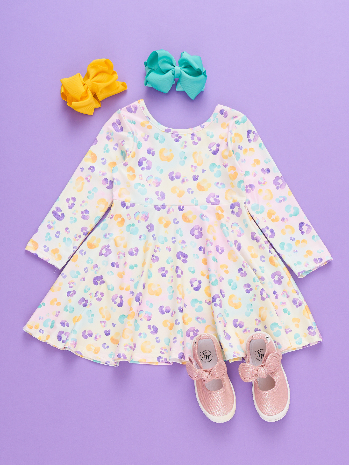 (Custom Design Preorder MOQ 5 Each Design) Leopard Print Girls Mardi Gras Matching Clothes Sisters Wear