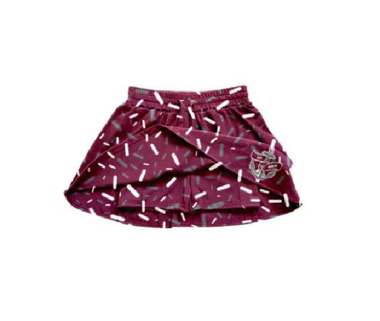 (Custom Design Preorder MOQ 5 Each Item) Team's Anchor Wine Sprinkles Print Summer Bottom Skirts Shorts Mom and Me Matching Clothes