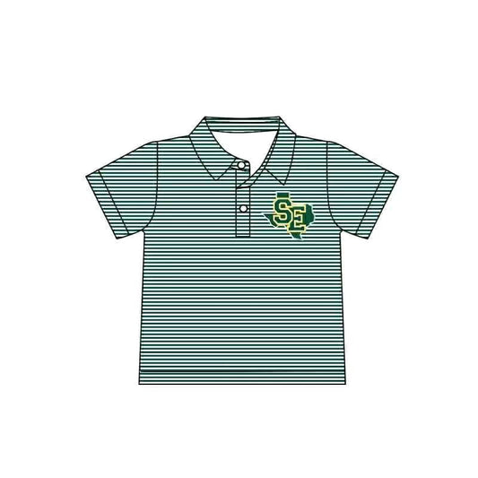 (Custom Design Preorder MOQ 5 Each Item)Team's SE Green Stripes Print Polo Top Mom and Me Matching Clothes
