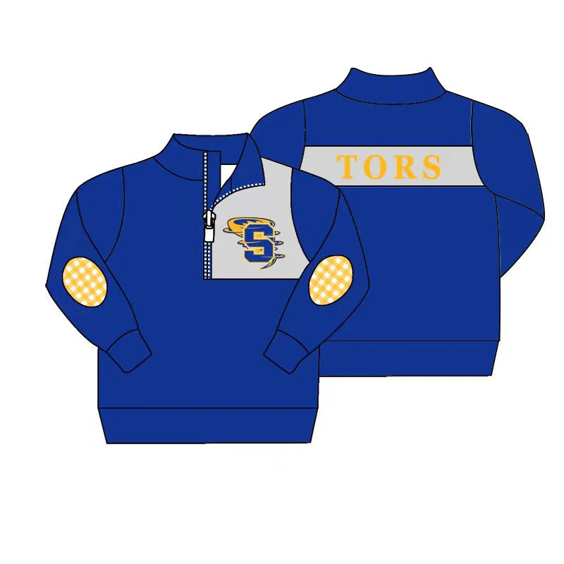 (Custom Design Preorder MOQ 5) Team's Tors Print Boys Long Sleeve Zipper Buttons Tops