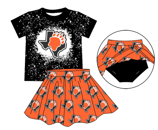 (Custom Design Preorder MOQ 5 ) Team's TX PAW Print Skirts Shorts Girls Summer Clothes Set
