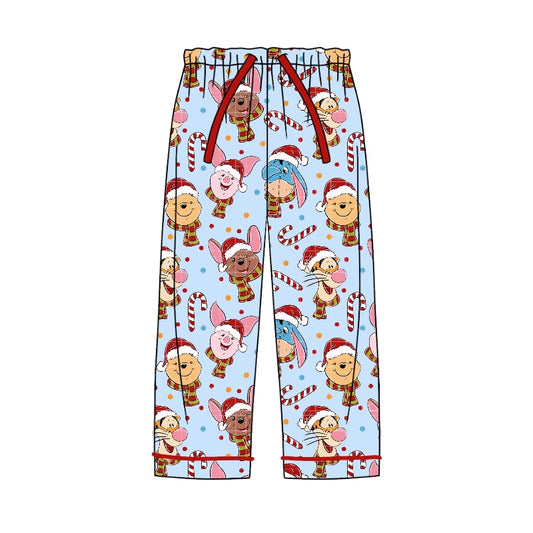 (Custom Design Preorder MOQ 5)  Adult Cartoon Bear Friends Print Woman Christmas Pajamas Pants