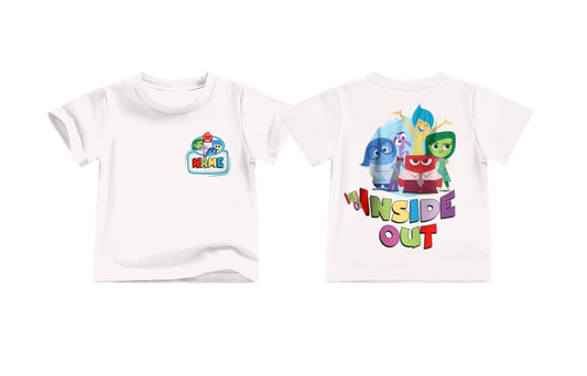 (Custom Design Preorder MOQ 5) Cartoon Figure Inside Out Print Girls Summer Tee Shirts Top