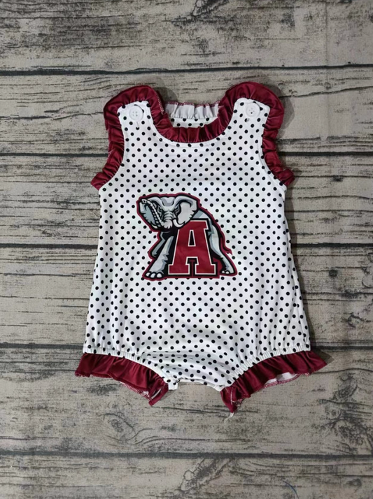 (Custom Design Preorder MOQ 5)  Team's ALABAMA Print Baby Girls Summer Romper