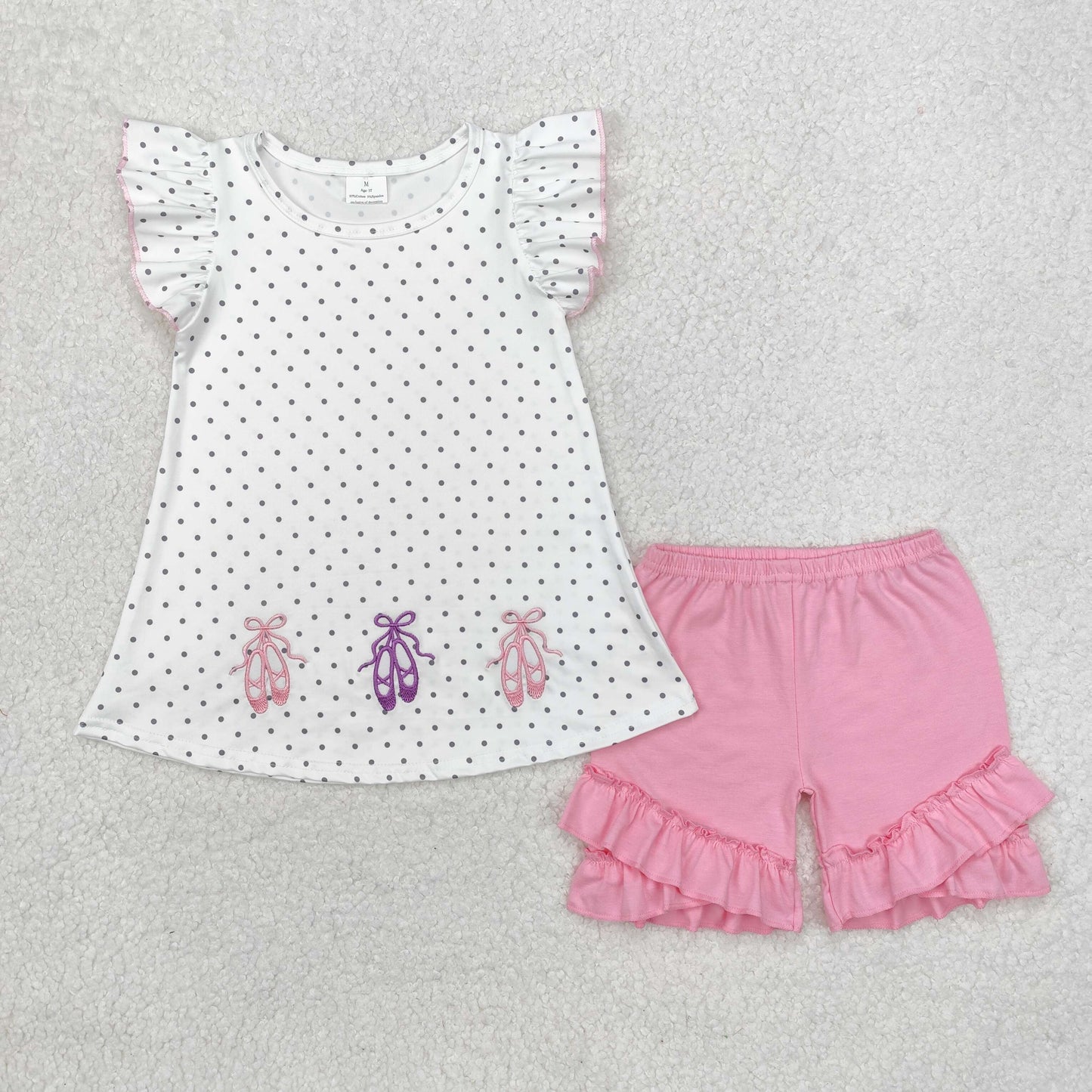 Dance Shoes Embroidery Dots Print Sisters Summer Matching Clothes