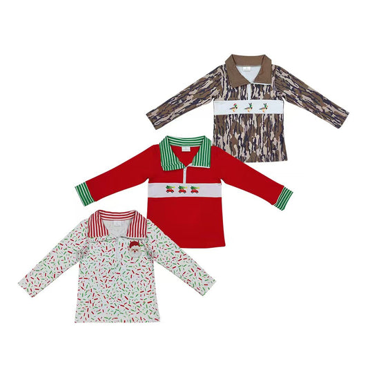 Embroidery Sibling Christmas Matching Zipper Pullover Top