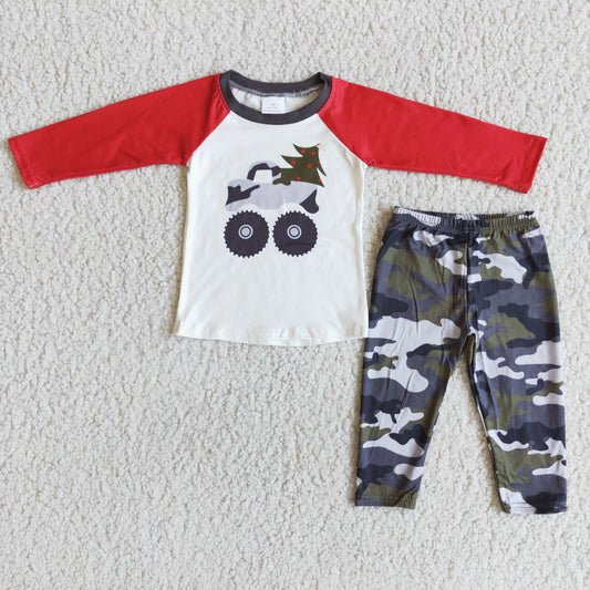 (Promotion)6 A14-2 Christmas Tree Truck Boys Outfits